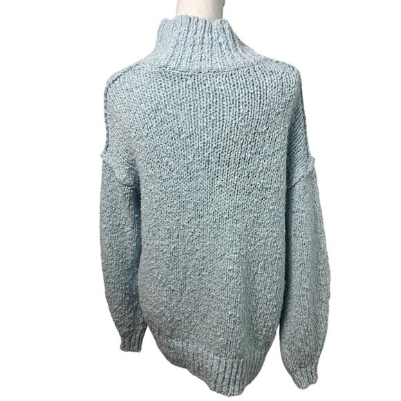 ANTHROPOLOGIE THE NEED IT OVERSIZED MOCK NECK LIGHT BLUE SWEATER SIZE XS - Picture 3 of 8